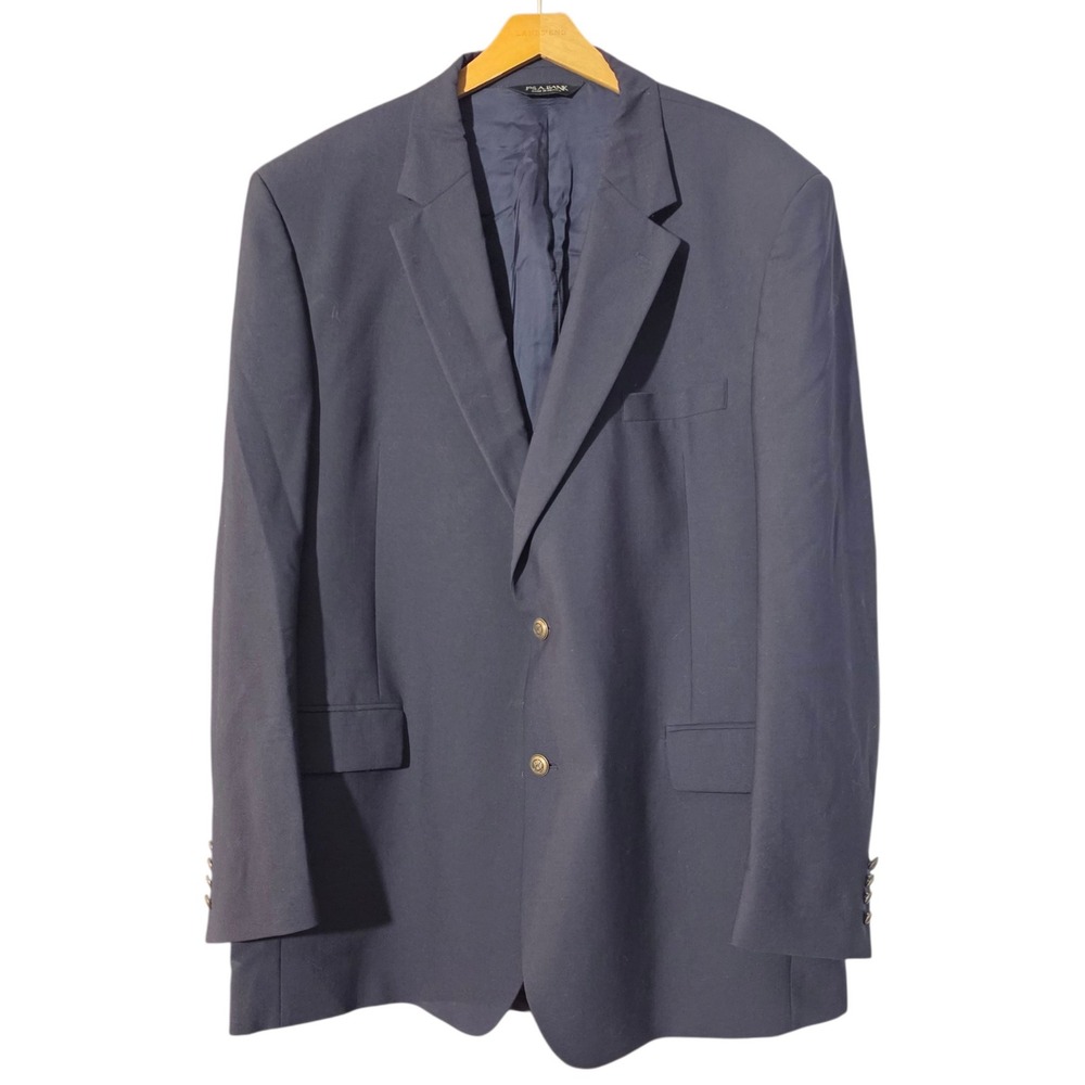 Jos. A. Bank Men 48L Blazer Navy Blue Traveler Collection Wool Crest Button Coat
